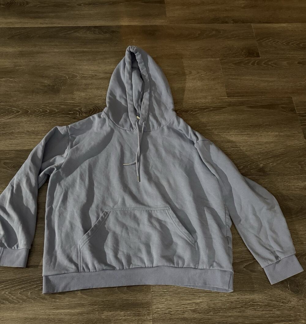 H&M Essentials Men's Sweatshirt L drawstring hoodie light blue/ Grey